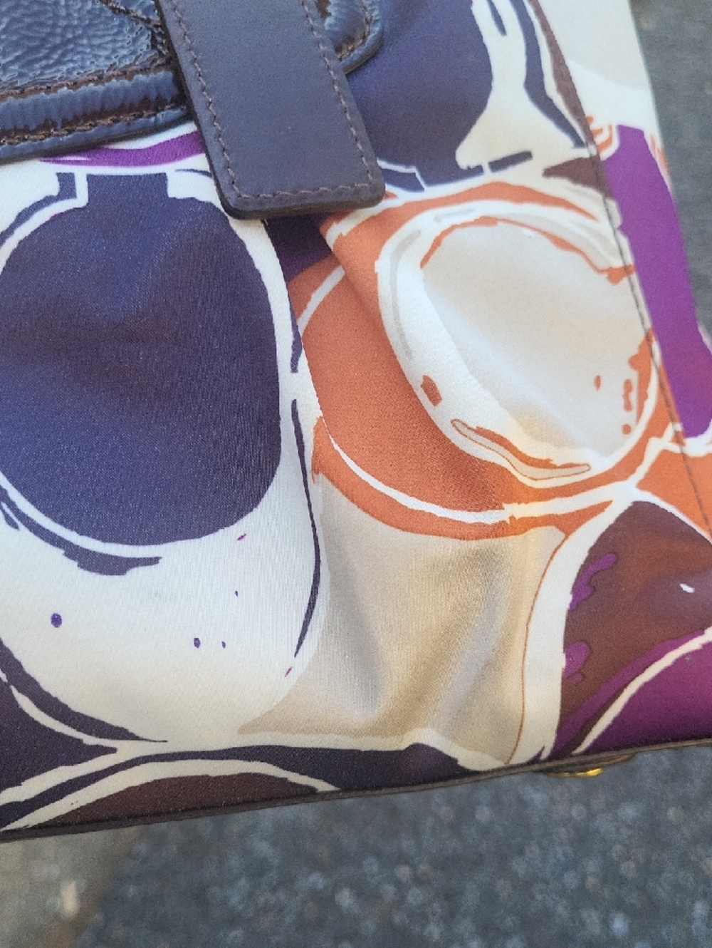 Coach Adhley Print Satchel with Brown Patent Trim - Picture 15 of 16